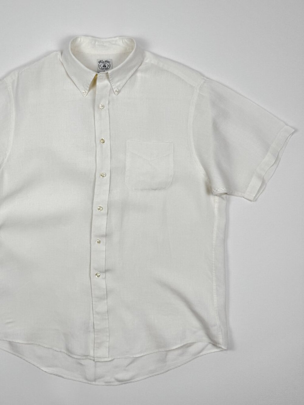 Brooks Brothers 100% Pure Irish Linen Short Sleeved Button Down White Shirt (L)